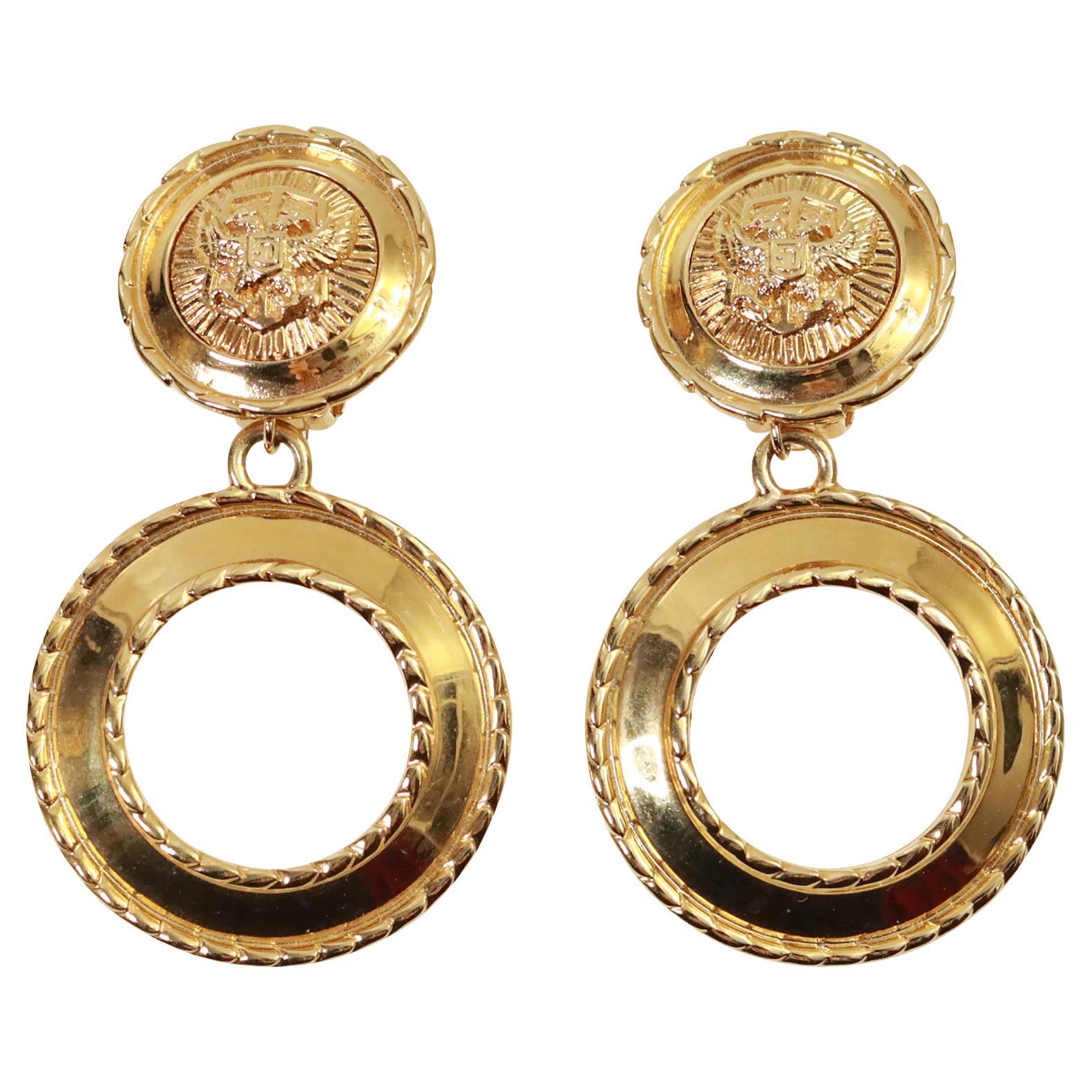 Orecchini a cerchio in oro John St. Johns vintage, anni '1980, circa