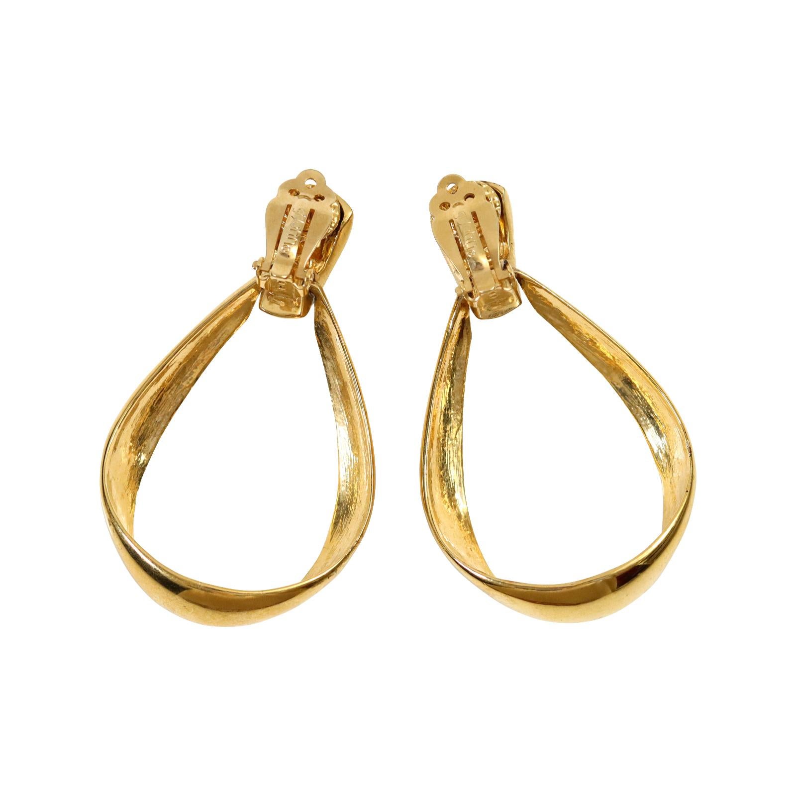 Modern Vintage St John Gold Tone Hoop Earrings Circa 1990s For Sale