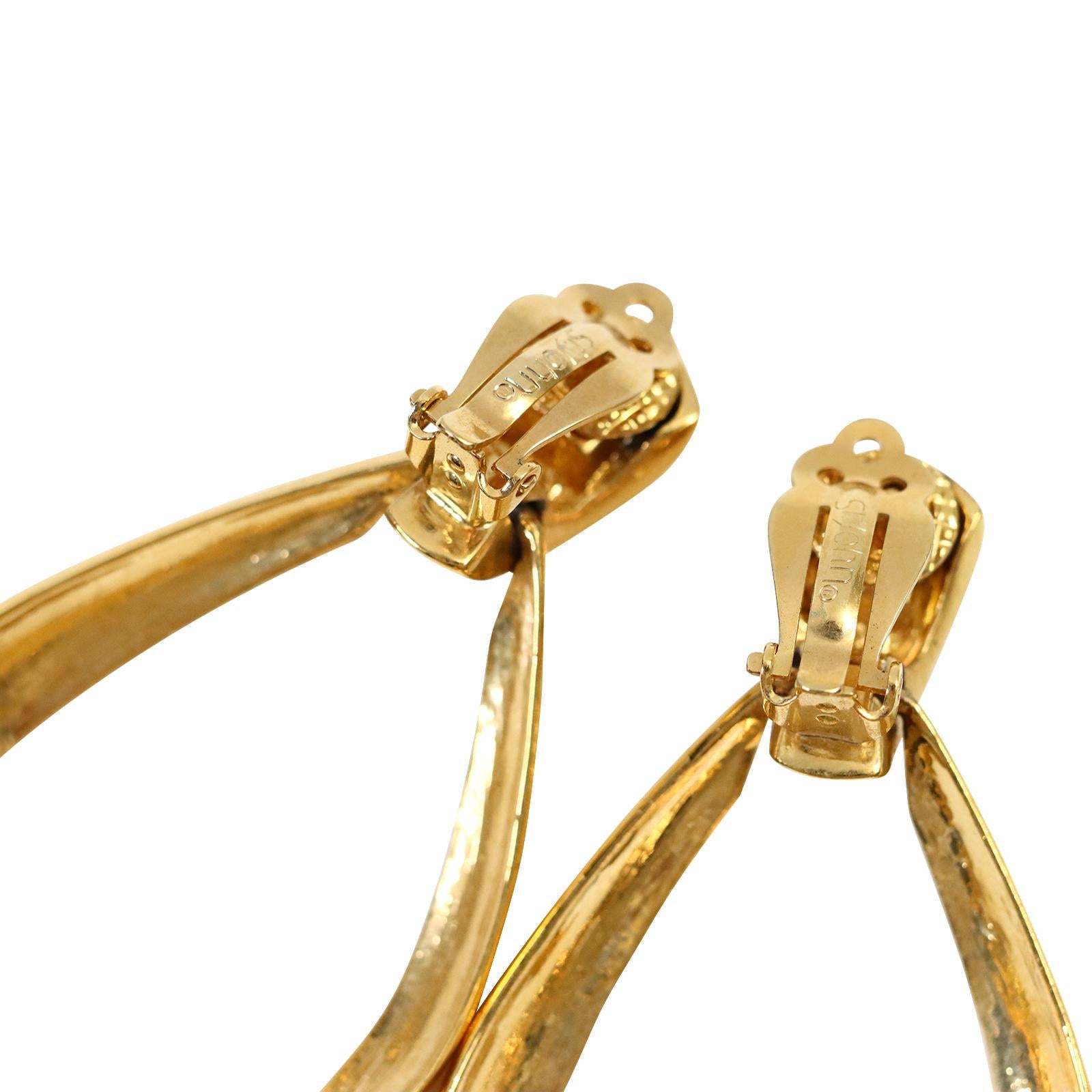 Vintage St John Gold Tone Hoop Earrings Circa 1990s In Good Condition For Sale In New York, NY