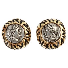 Vintage St. John Gold Tone römische Münze Ohrringe CIRCA 1990er Jahre