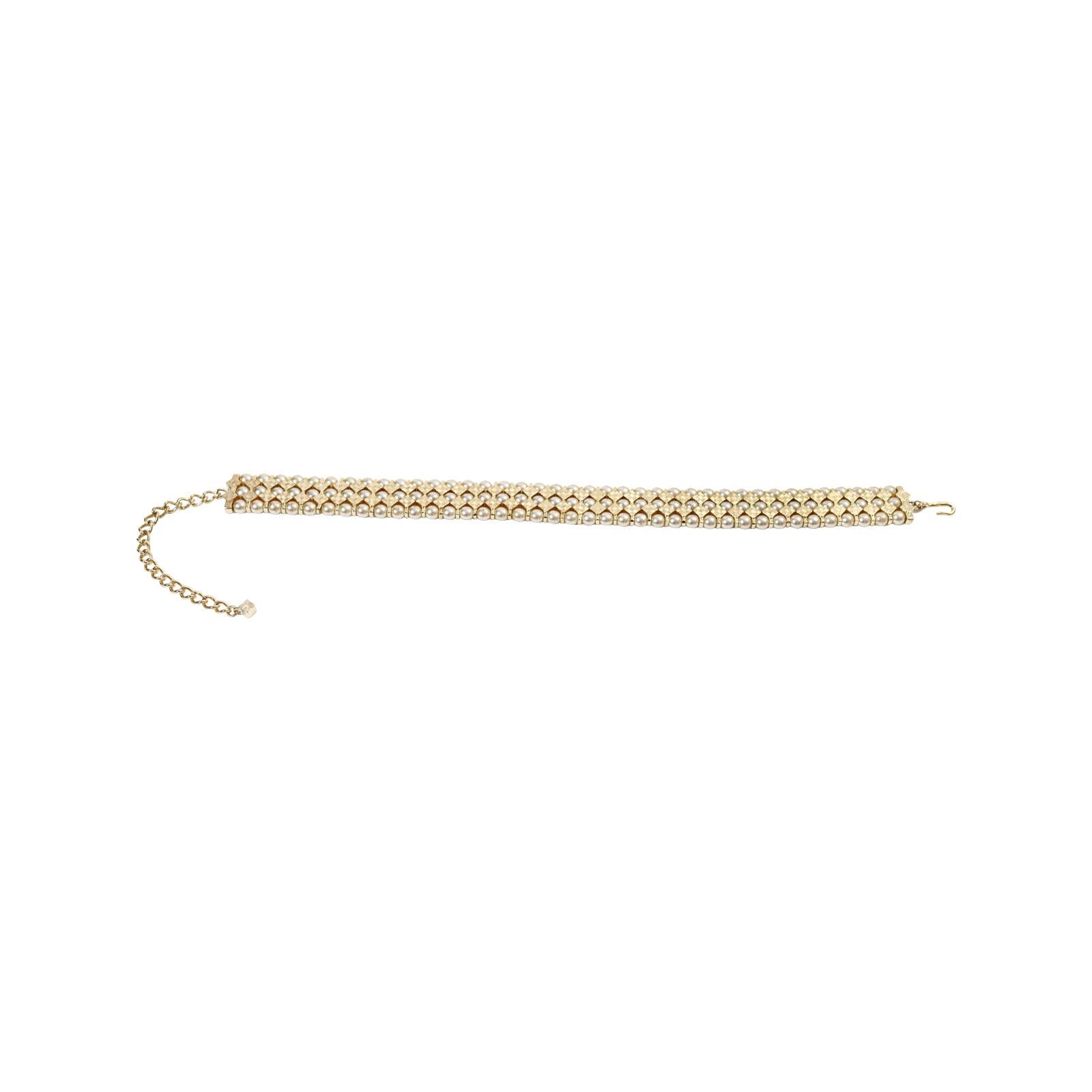 Vintage St John Gold Tone With Faux Pearls Choker circa 1990s For Sale 3