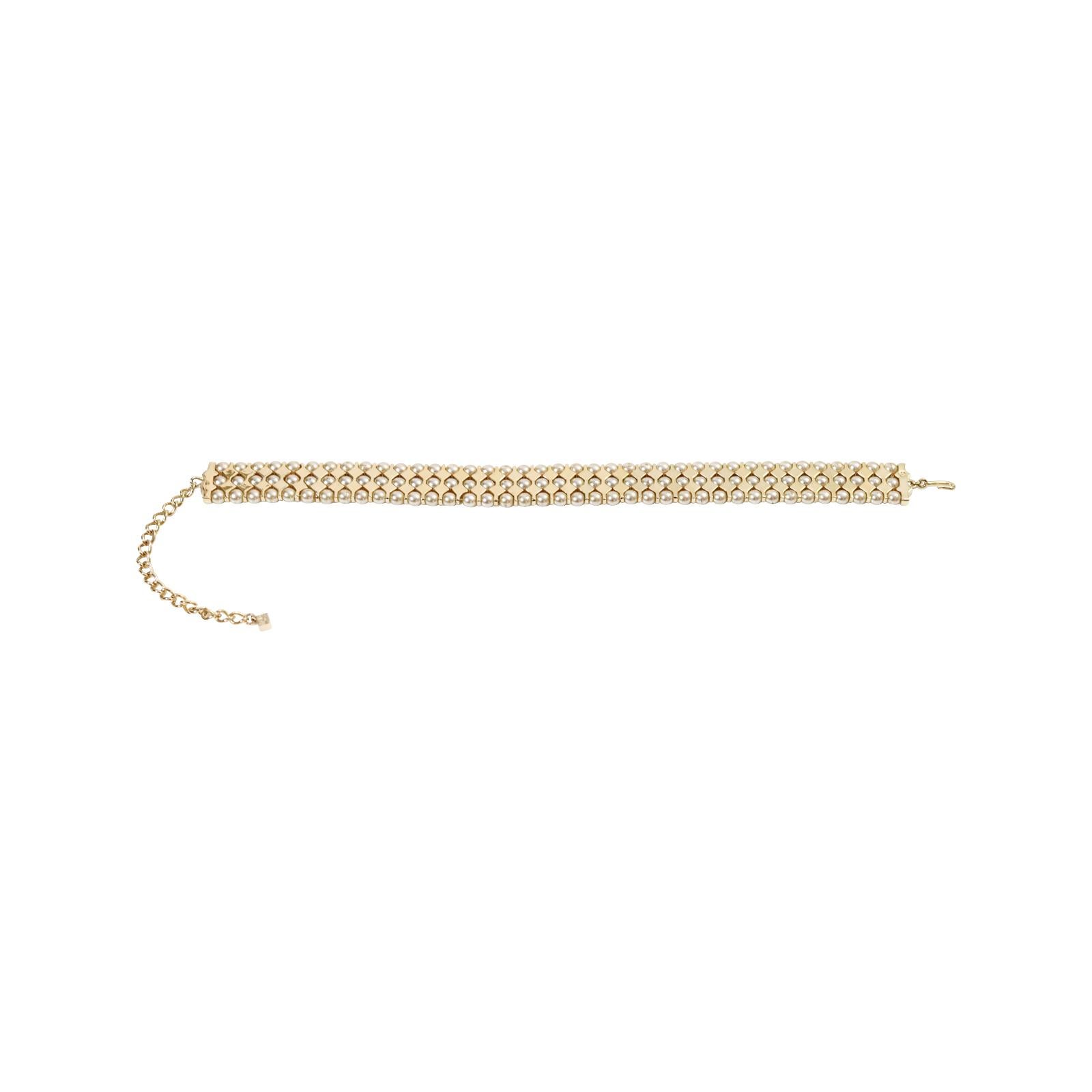 Vintage St John Gold Tone With Faux Pearls Choker circa 1990s For Sale 4