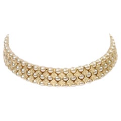 Vintage St John Gold Tone With Faux Pearls Choker circa 1990