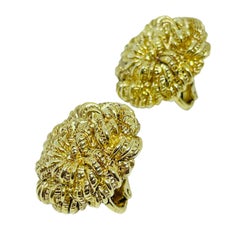 Vintage ST JOHN signed gold plated designer clip on earrings