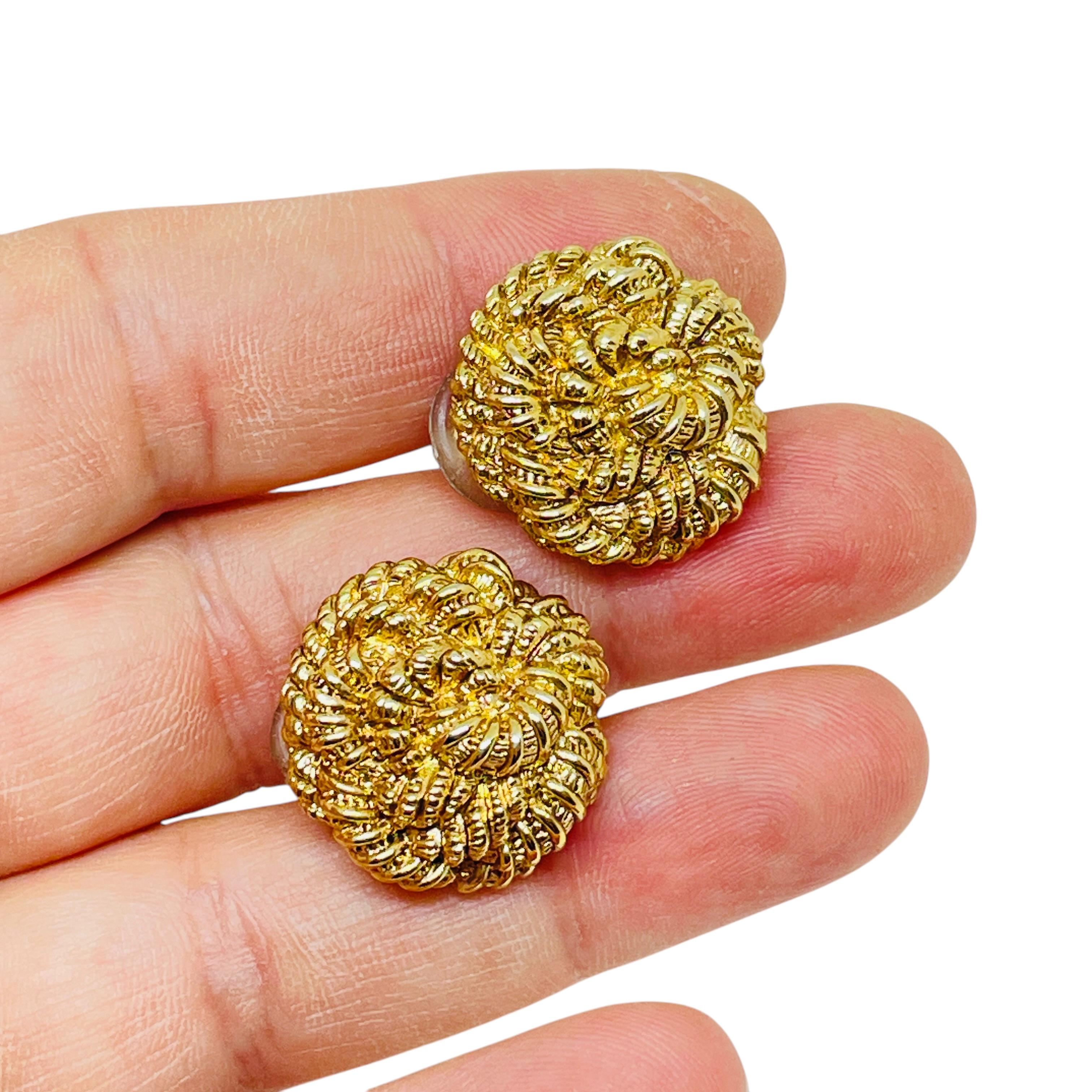 Women's Vintage ST JOHN signed gold plated designer clip on earrings For Sale