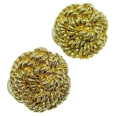 Vintage ST JOHN signed gold plated designer clip on earrings