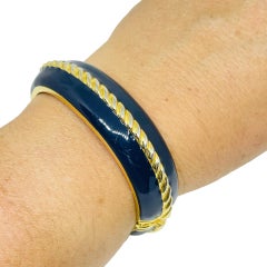 Vintage ST. JOHN signed gold tone enamel massive designer bracelet