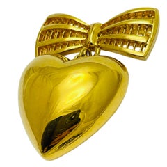 Broche vintage ST JOHN signée avec un énorme nœud papillon en forme de cœur