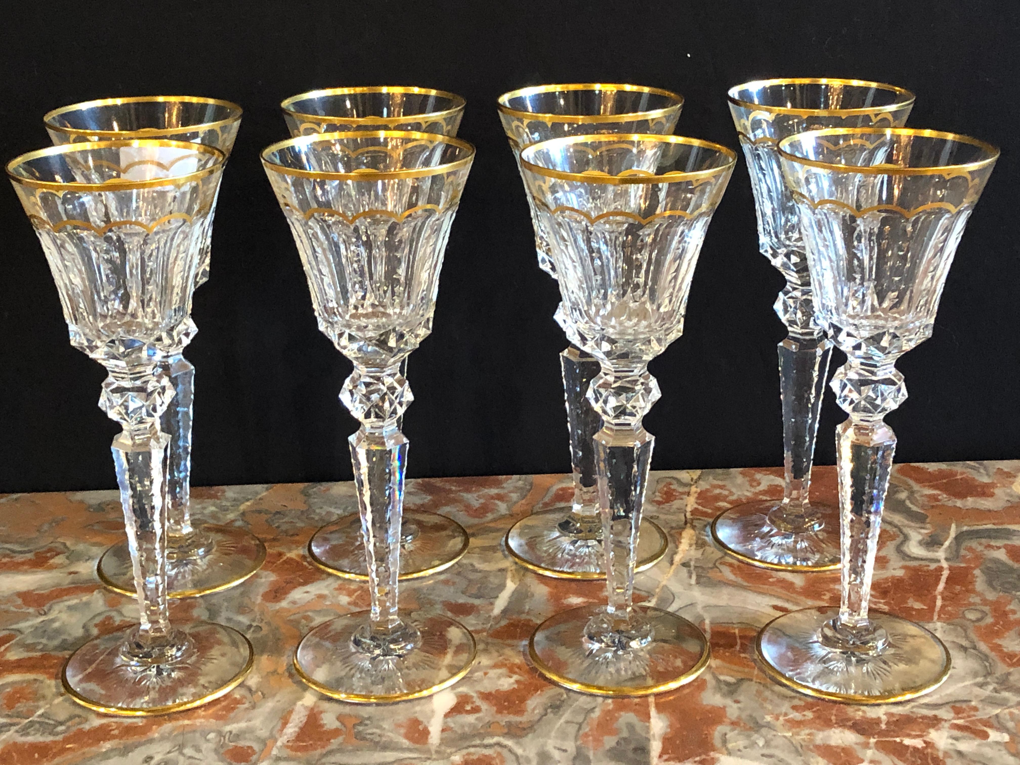 Neoclassical Vintage St. Louis Crystal Eight Mouth Blown and Hand Engraved / All Watermarked