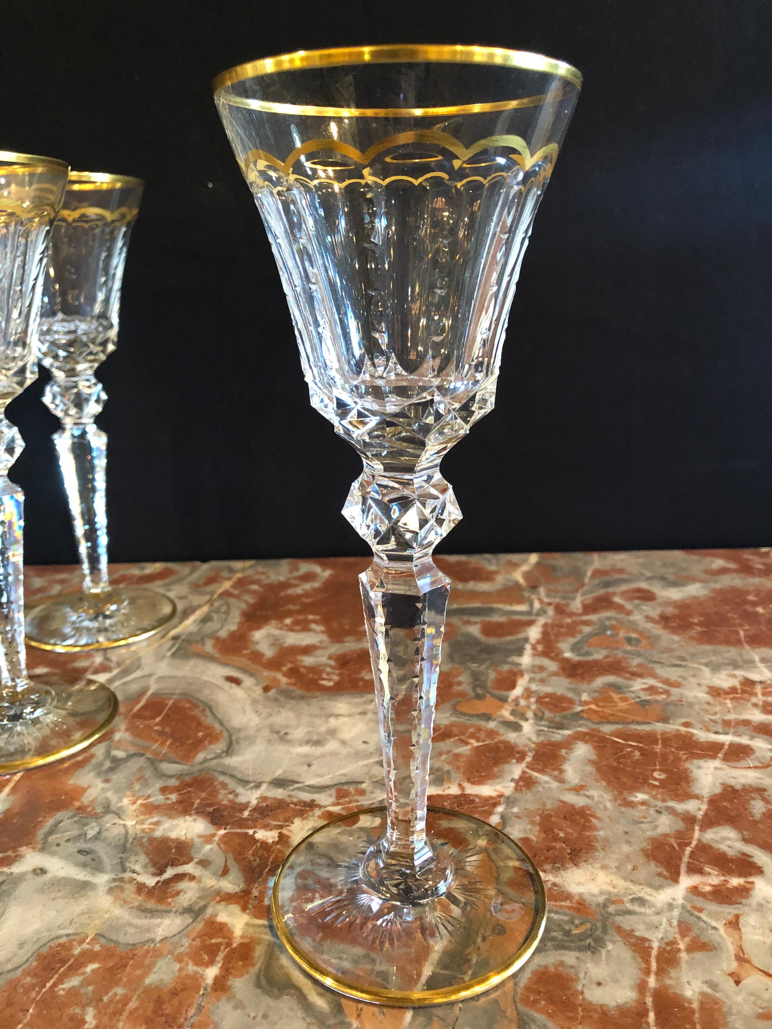 Mid-20th Century Vintage St. Louis Crystal Eight Mouth Blown and Hand Engraved / All Watermarked