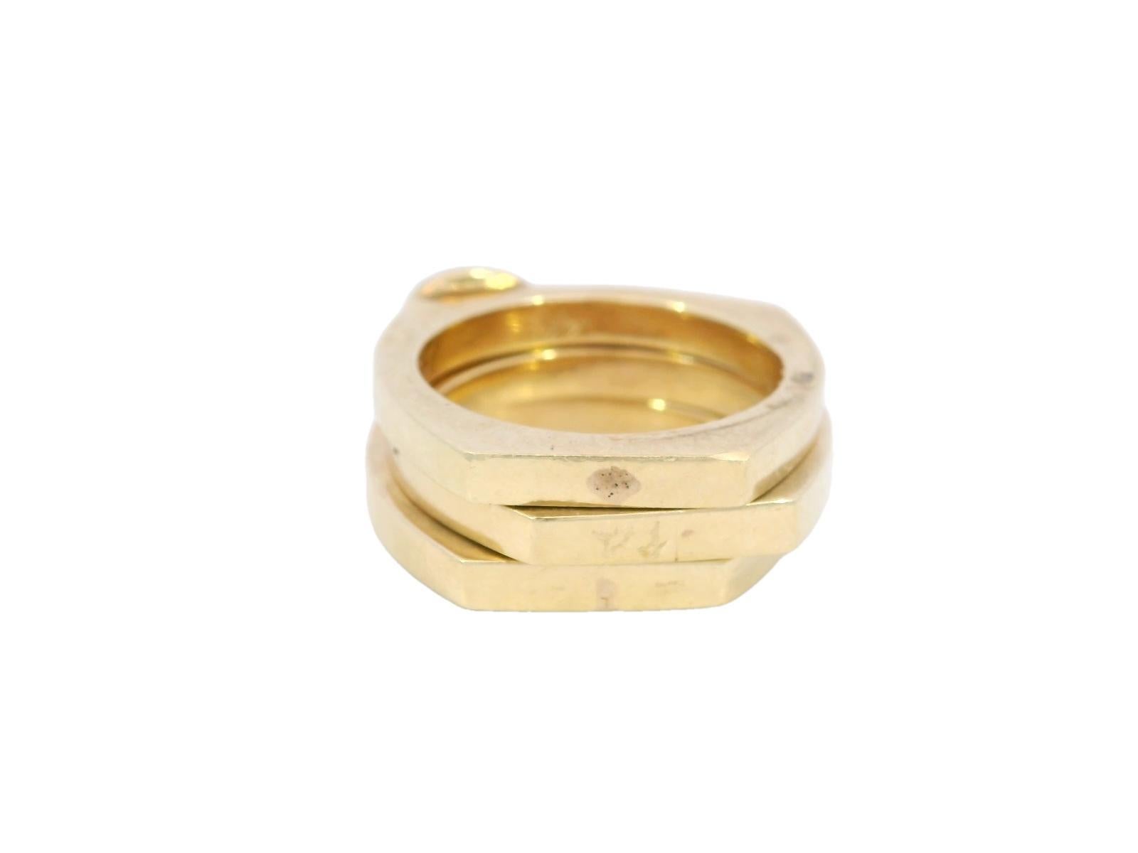 Donna Anello vintage impilabile con castone di pietre preziose e anello zingaro in tre pezzi in oro giallo 14k in vendita