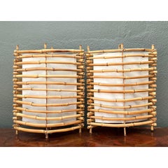Vintage Stacked Bamboo Laterne Lampen - Ein Paar