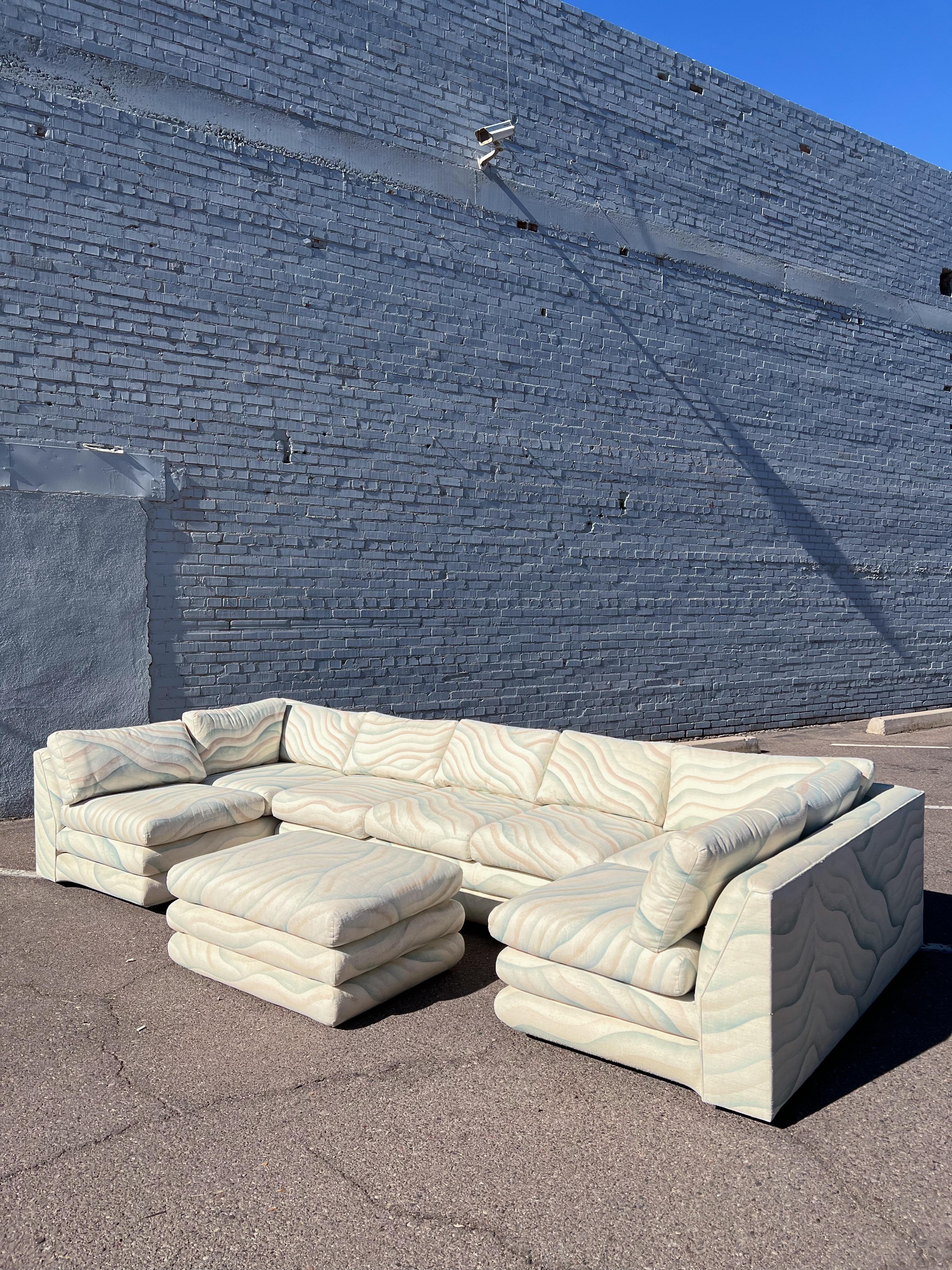 Vintage Stacked Bullnose Modular A. Rudin Sectional Attributed to Steven Chase In Good Condition For Sale In Glendale, AZ