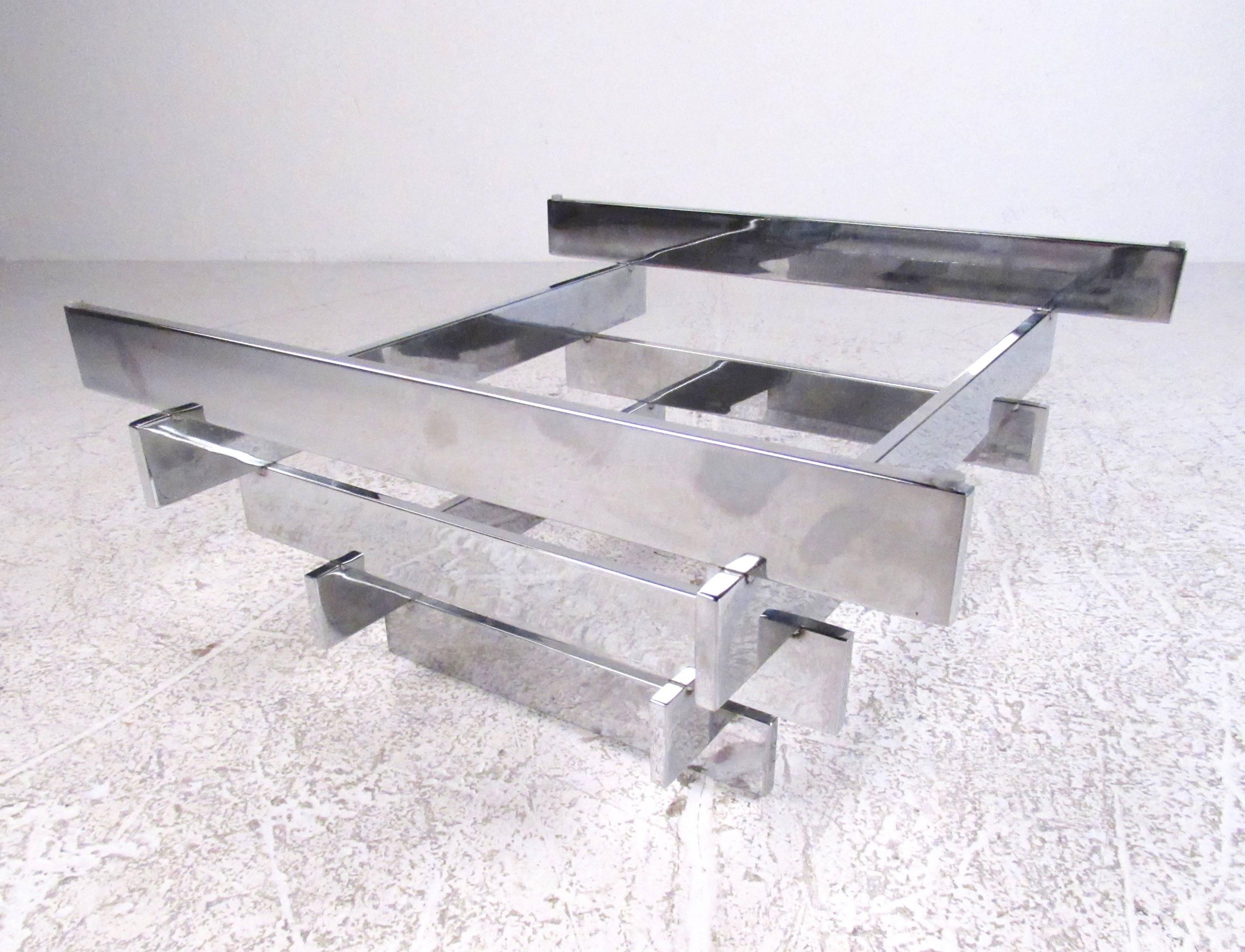 20th Century Vintage Stacked Chrome Coffee Table after David Hicks