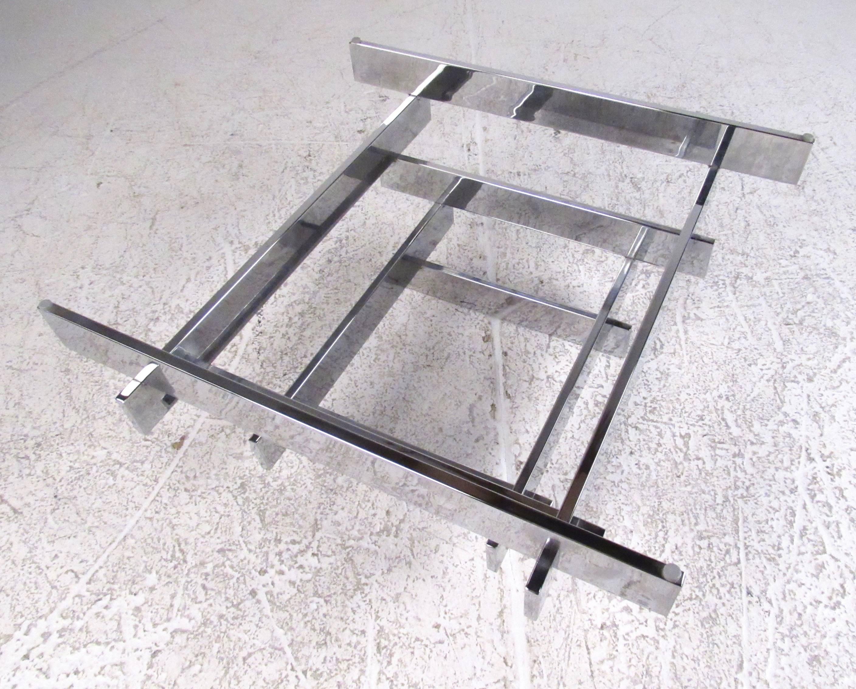 Vintage Stacked Chrome Coffee Table after David Hicks 1