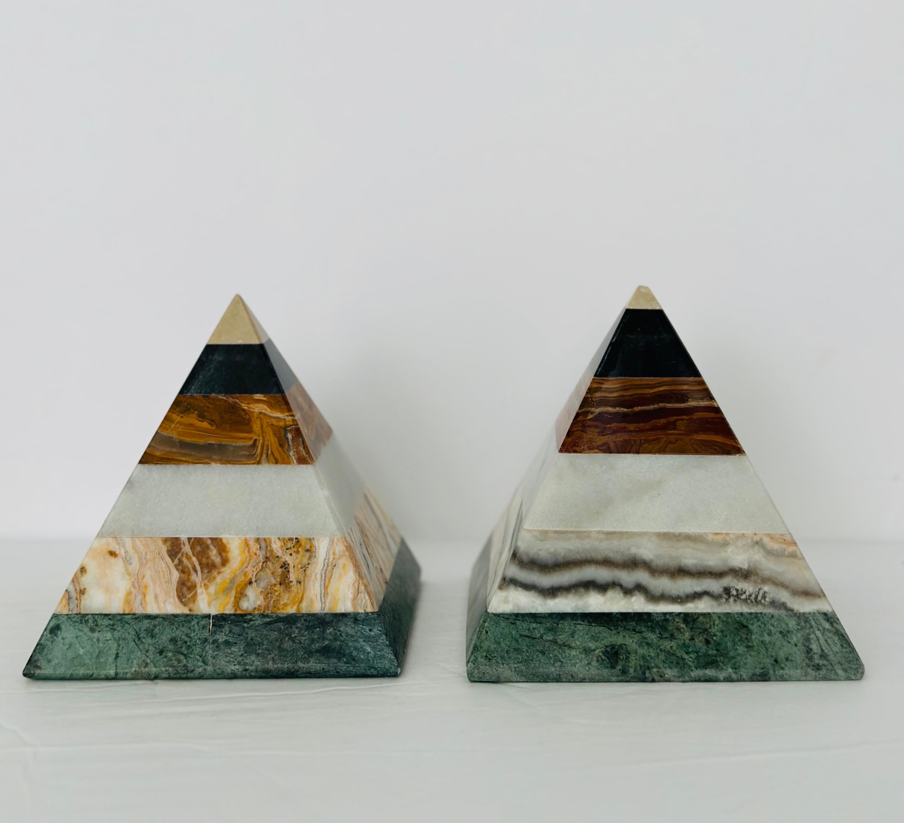 Classical Roman Vintage Stacked Gemstone Sculptural Pyramids - a Pair For Sale