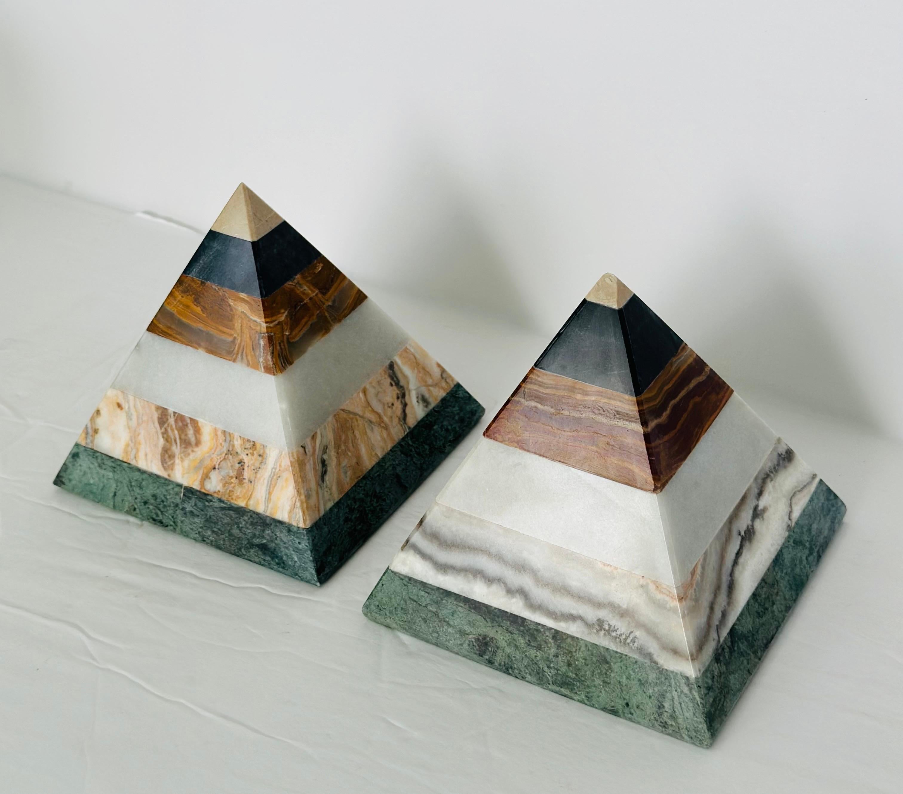 Italian Vintage Stacked Gemstone Sculptural Pyramids - a Pair For Sale