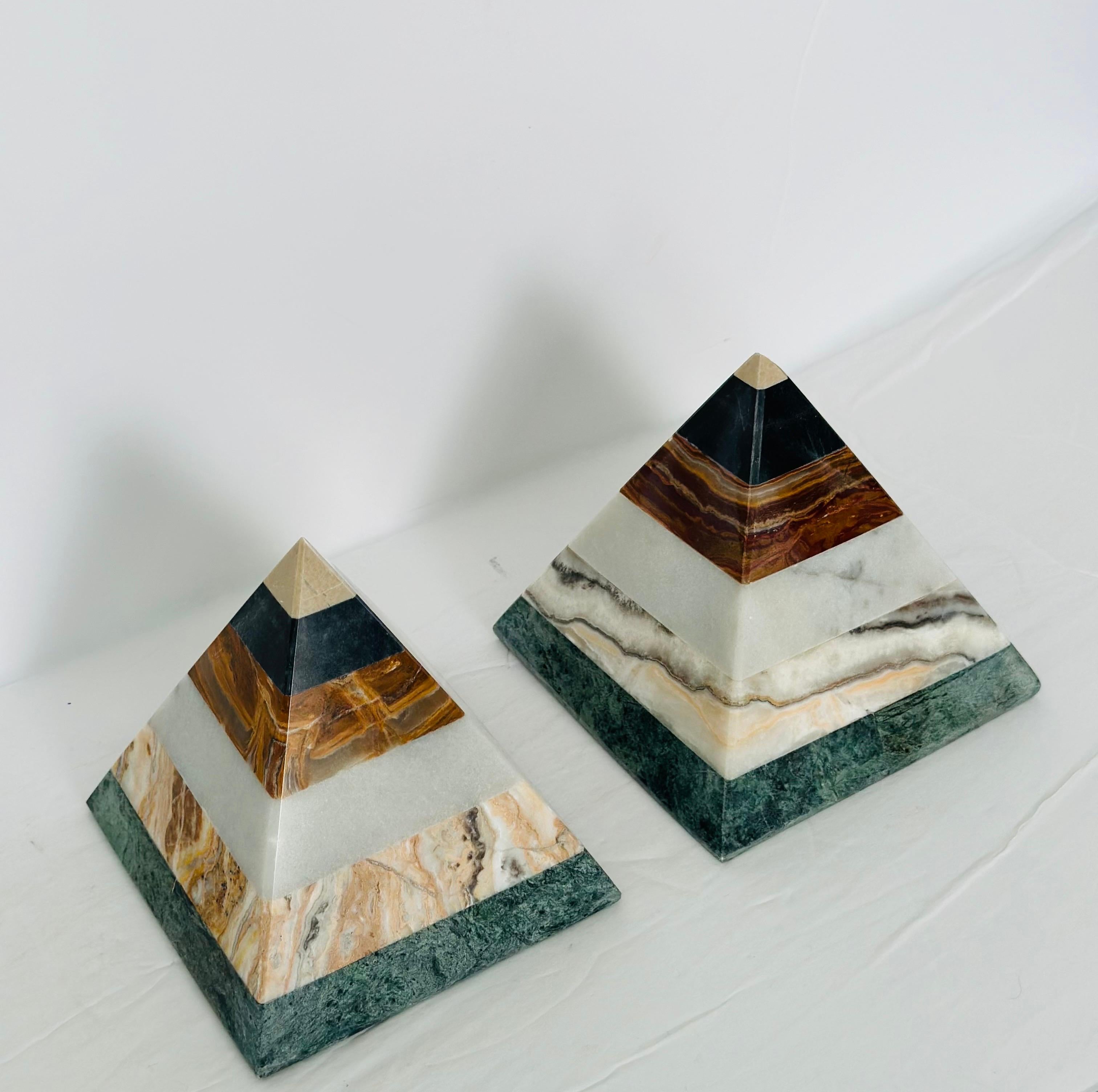 Vintage Stacked Gemstone Sculptural Pyramids - a Pair In Good Condition For Sale In Farmington Hills, MI