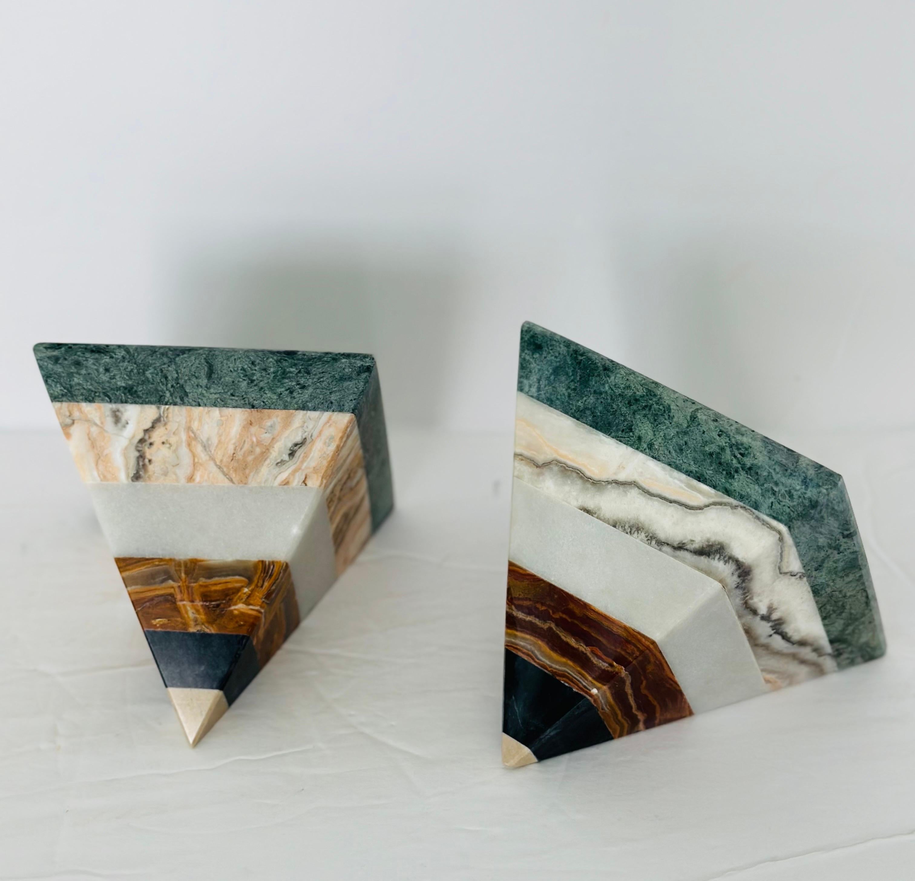 Late 20th Century Vintage Stacked Gemstone Sculptural Pyramids - a Pair For Sale