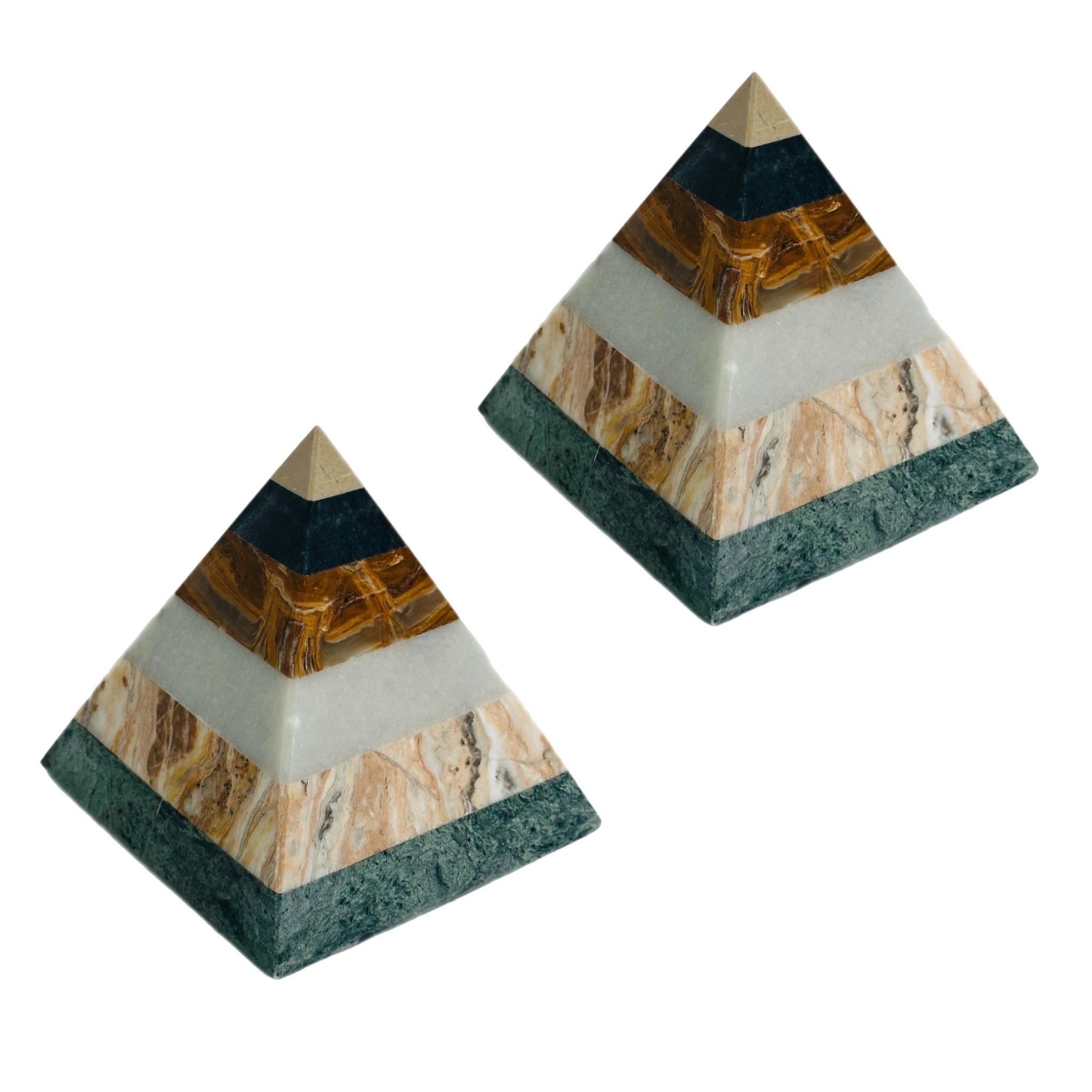 Vintage Stacked Gemstone Sculptural Pyramids - a Pair For Sale