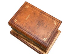 Vintage Stacked Leather Books Side Table, Early 20th Century