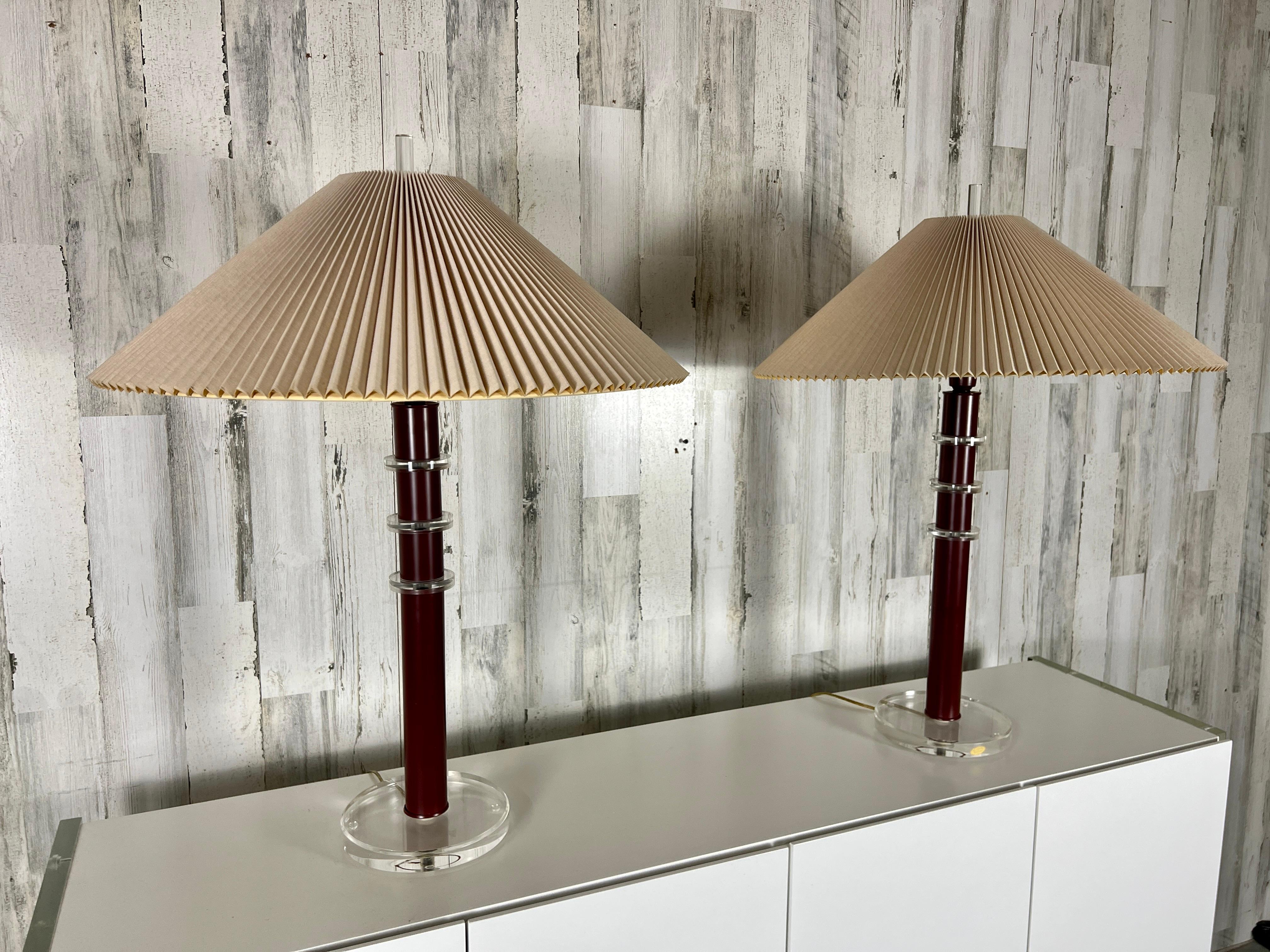 Metal Vintage Stacked Lucite Lamps For Sale