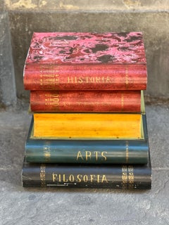 Vintage Stacked Metal Books Side/End Table, 1950s