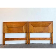 Vintage Stacked Millwork Twin Headboards - A Pair