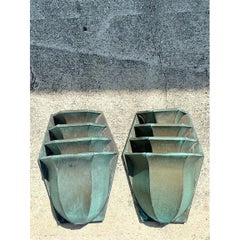 Vintage Stacked Patinated Copper Sconces - Ein Paar