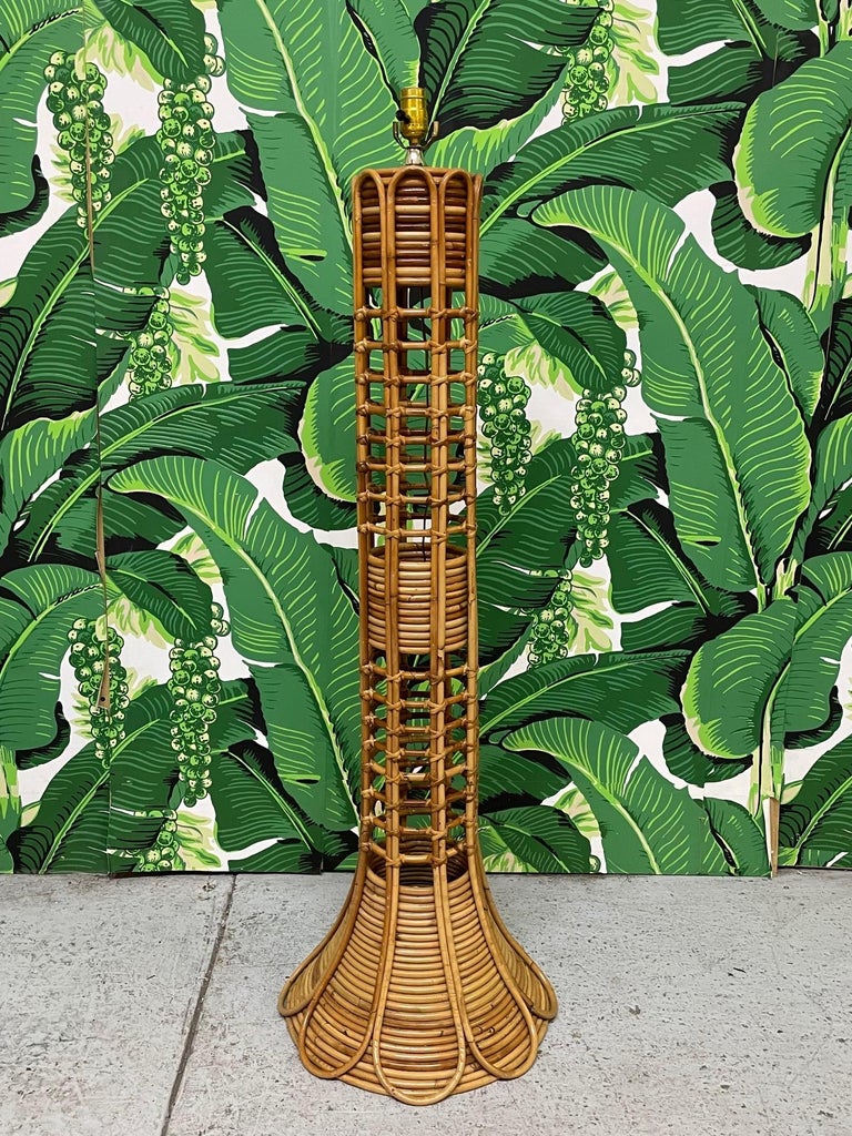 Vintage Stacked Rattan Floor Lamp at 1stDibs