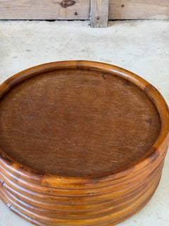 Vintage Stacked Rattan Ottoman in the Manner of Paul Frankl