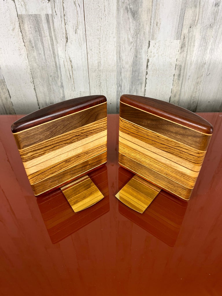 Vintage Stacked Solid Wood Bookends For Sale at 1stDibs
