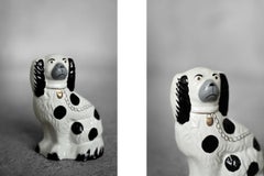 Vintage Staffordshire Ceramic Spaniel Mantle Dog Fireplace Figurine, England