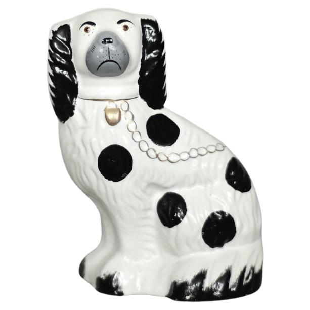 Cane da camino Spaniel da camino in ceramica Staffordshire d'epoca, Inghilterra in vendita