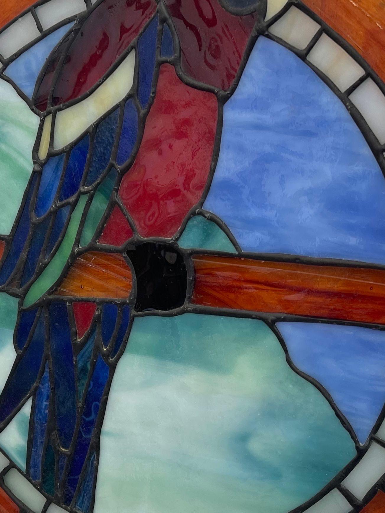 Late 20th Century Vintage Stained Glass Parrot Artwork. For Sale