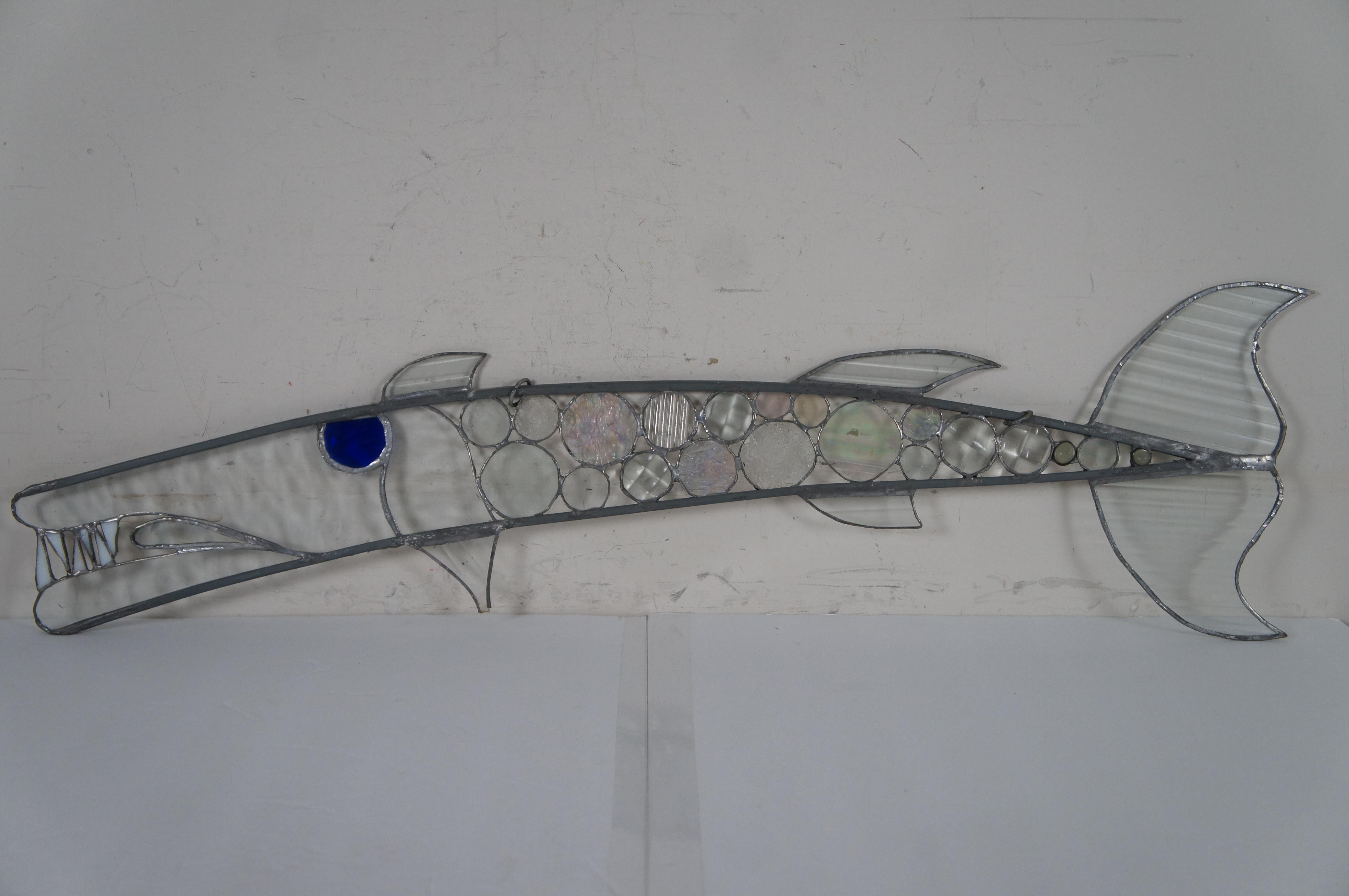 Vieux chaton de soleil en verre teinté Barracuda Fish Studio Art fantaisiste 89 cm en vente 3