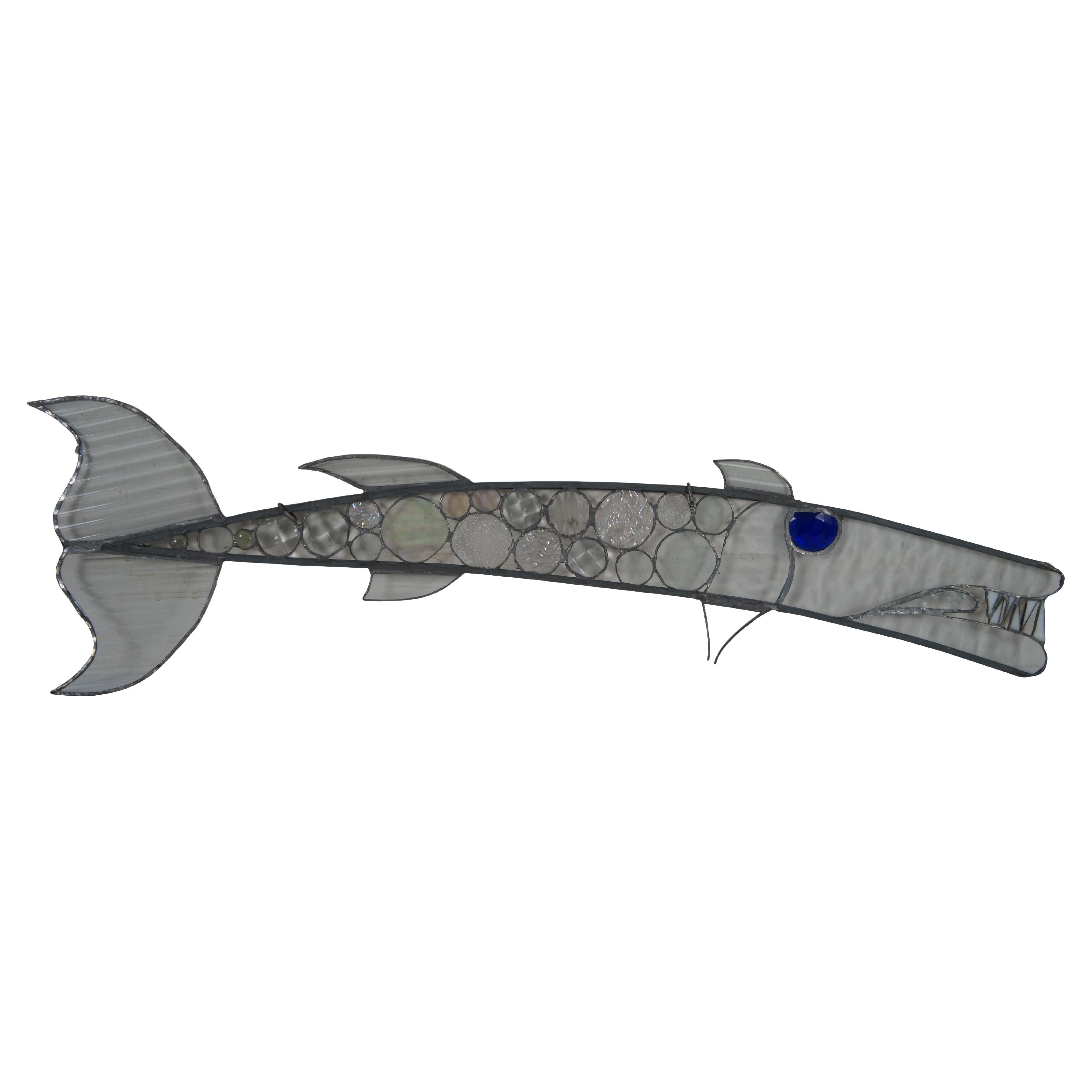 Vieux chaton de soleil en verre teinté Barracuda Fish Studio Art fantaisiste 89 cm en vente