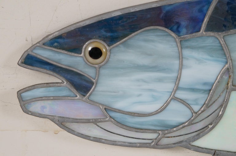Vintage Stained Glass Sun Catcher Trout Fish Studio Art Taxidermy 32