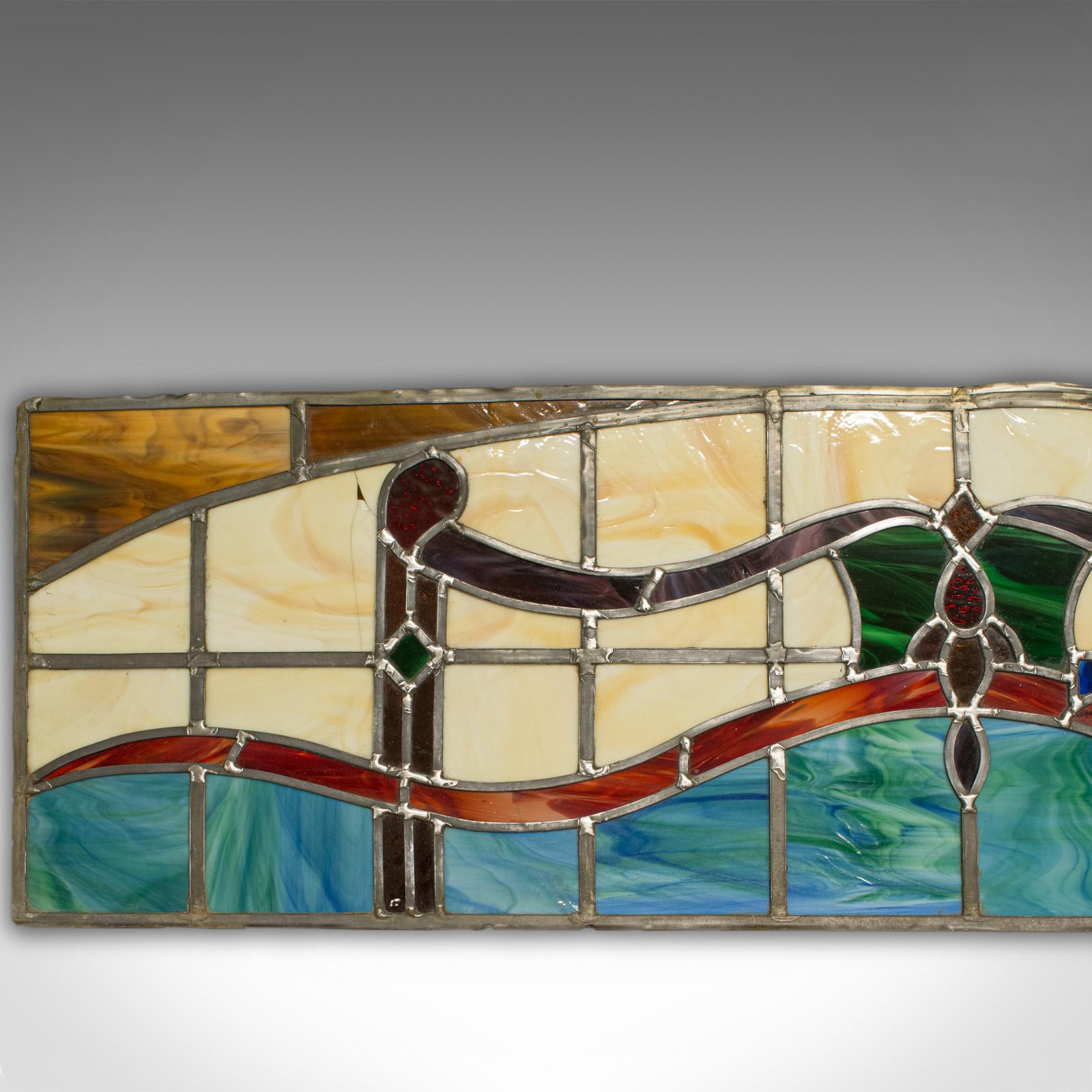 Vintage Stained Glass Window, English, Lead, Pub, Panel, Art Deco, 20th Century 1
