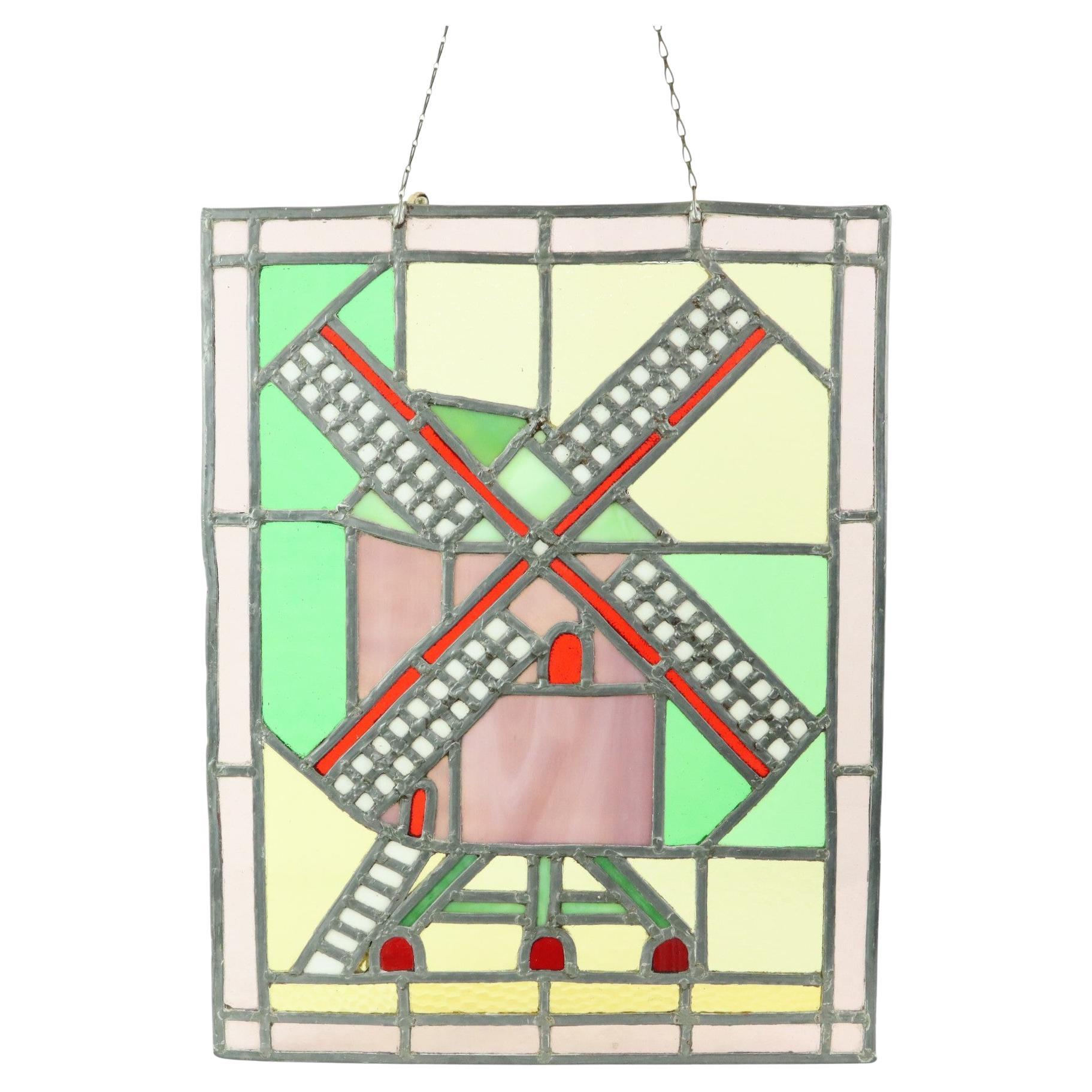 Suncatcher de fenêtre en verre teinté vintage, 47 x 37 cm