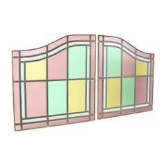 Vintage Stained Glass Window Buntglasfenster 2er Set Classic Style 92x50cm