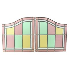 Vintage Stained Glass Window Stained Glass Set of 2 Classic Style 92x50cm