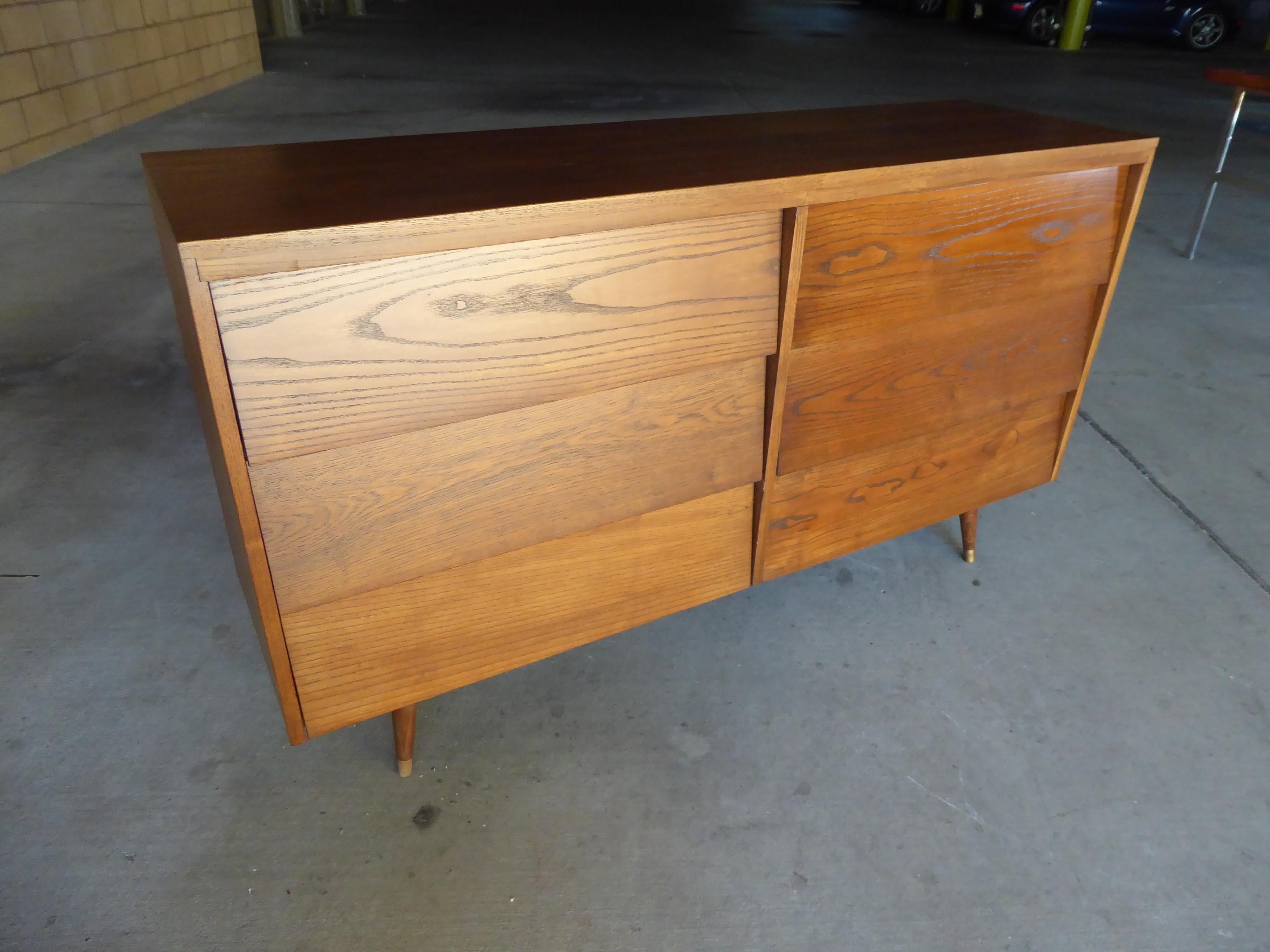 Mid-Century Modern Vintage Stained Oak Dresser