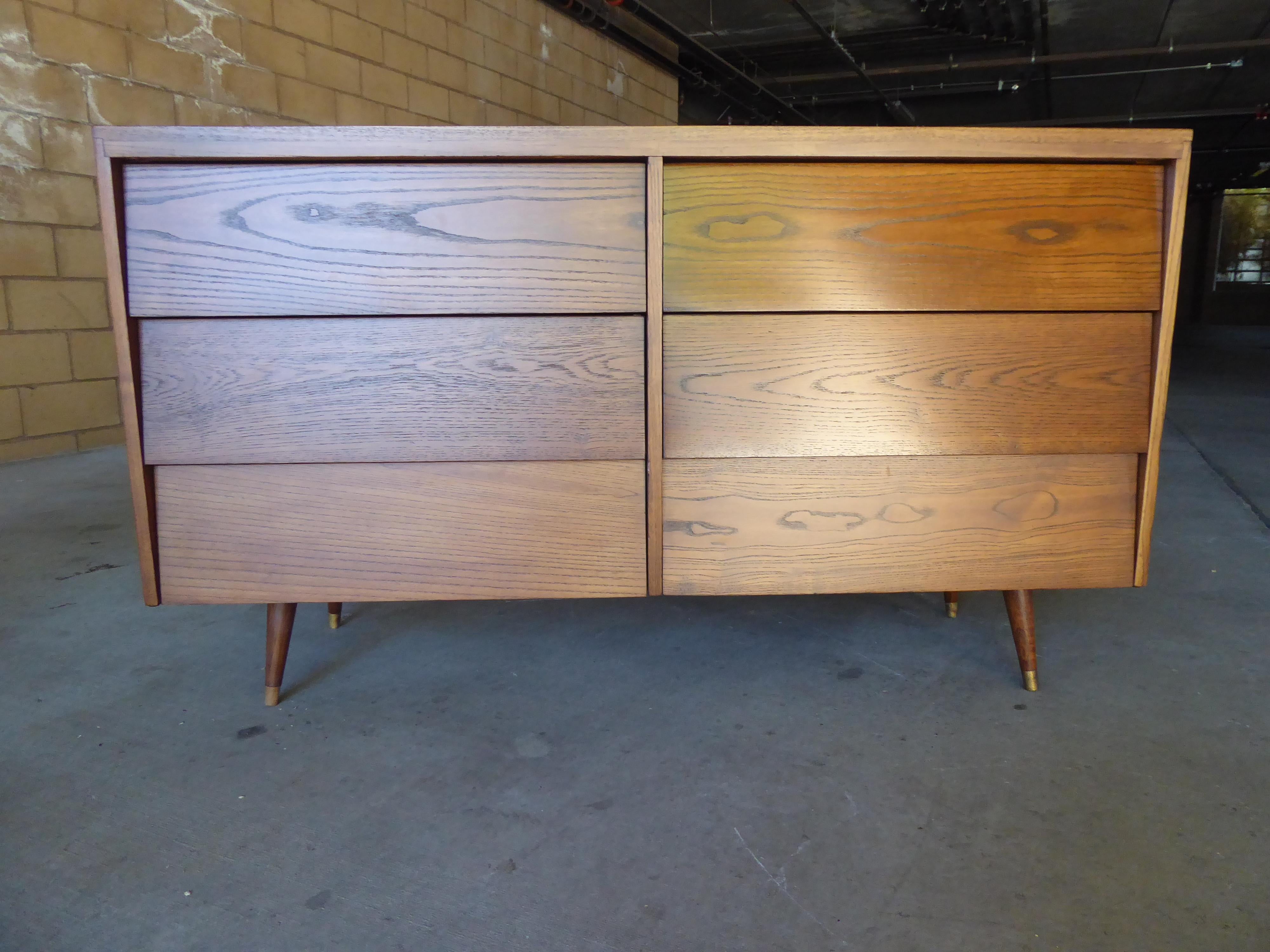 Vintage Stained Oak Dresser In Excellent Condition In Palm Springs, CA