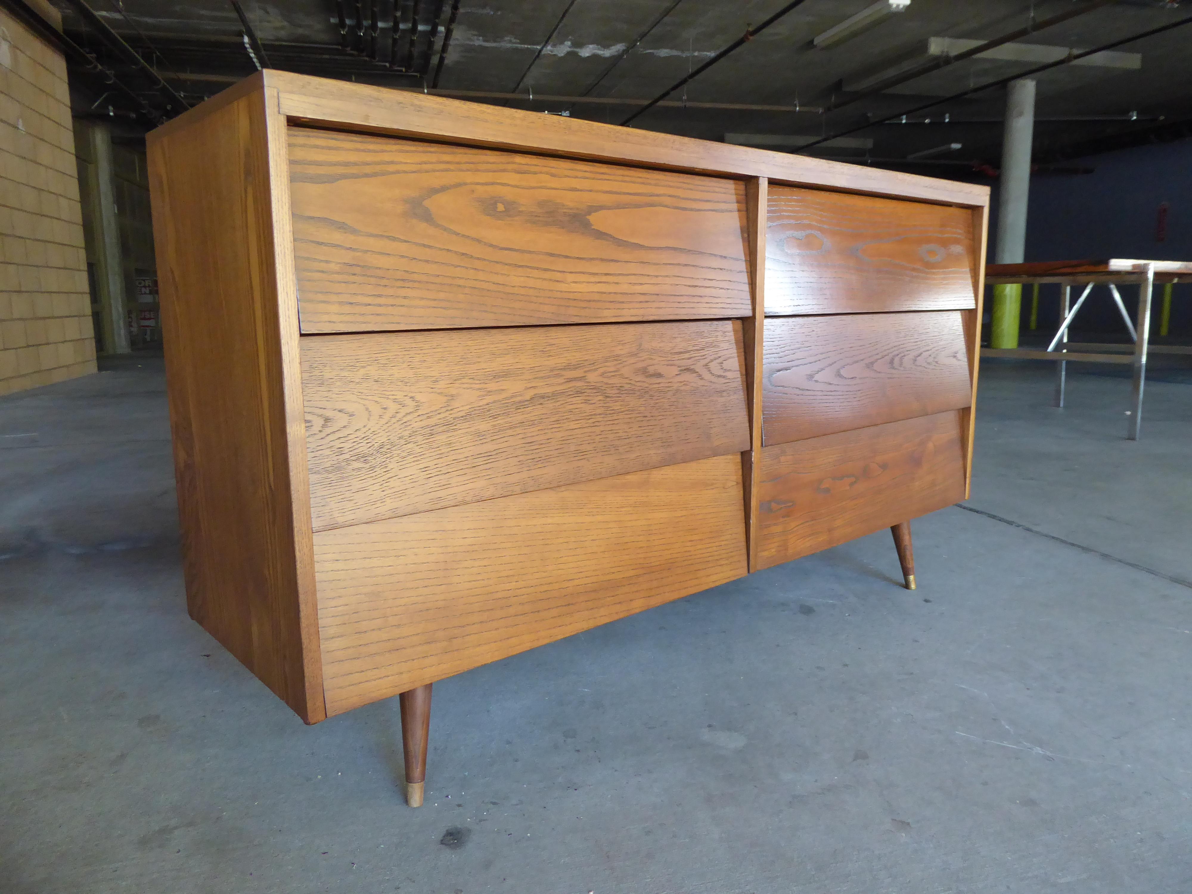 Vintage Stained Oak Dresser 1