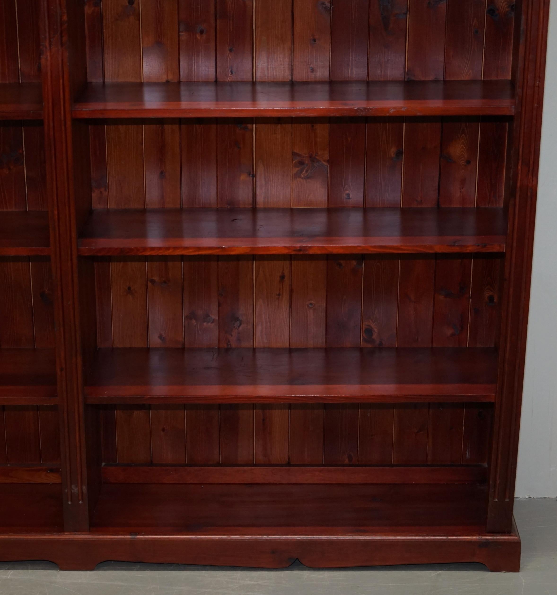 Vintage Stained Pine Double Bank Open Library Bookcase Splits into Four Pieces 2