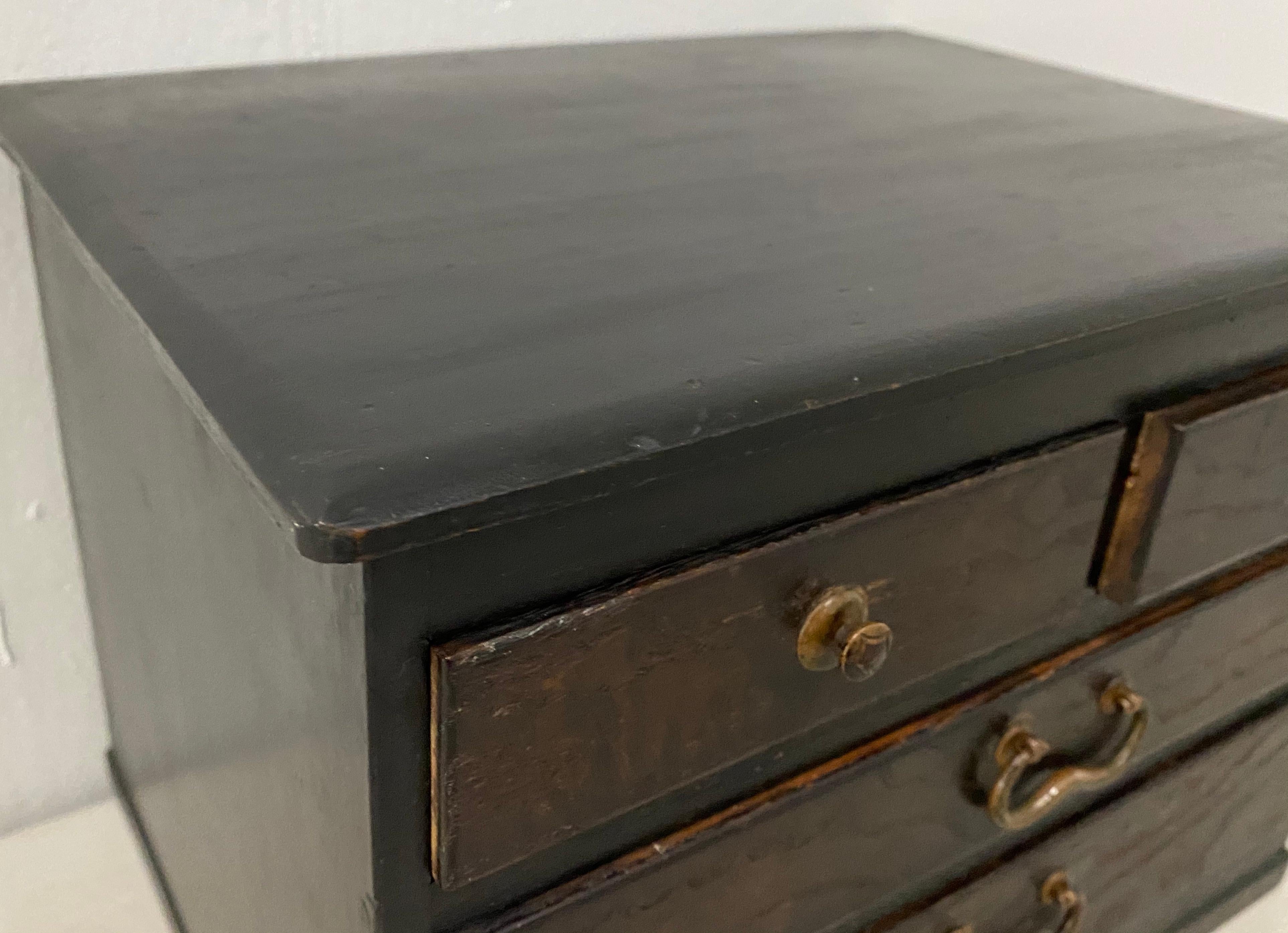 Hand-Crafted Vintage Stained Pine Miniature Chest, circa 1930 For Sale