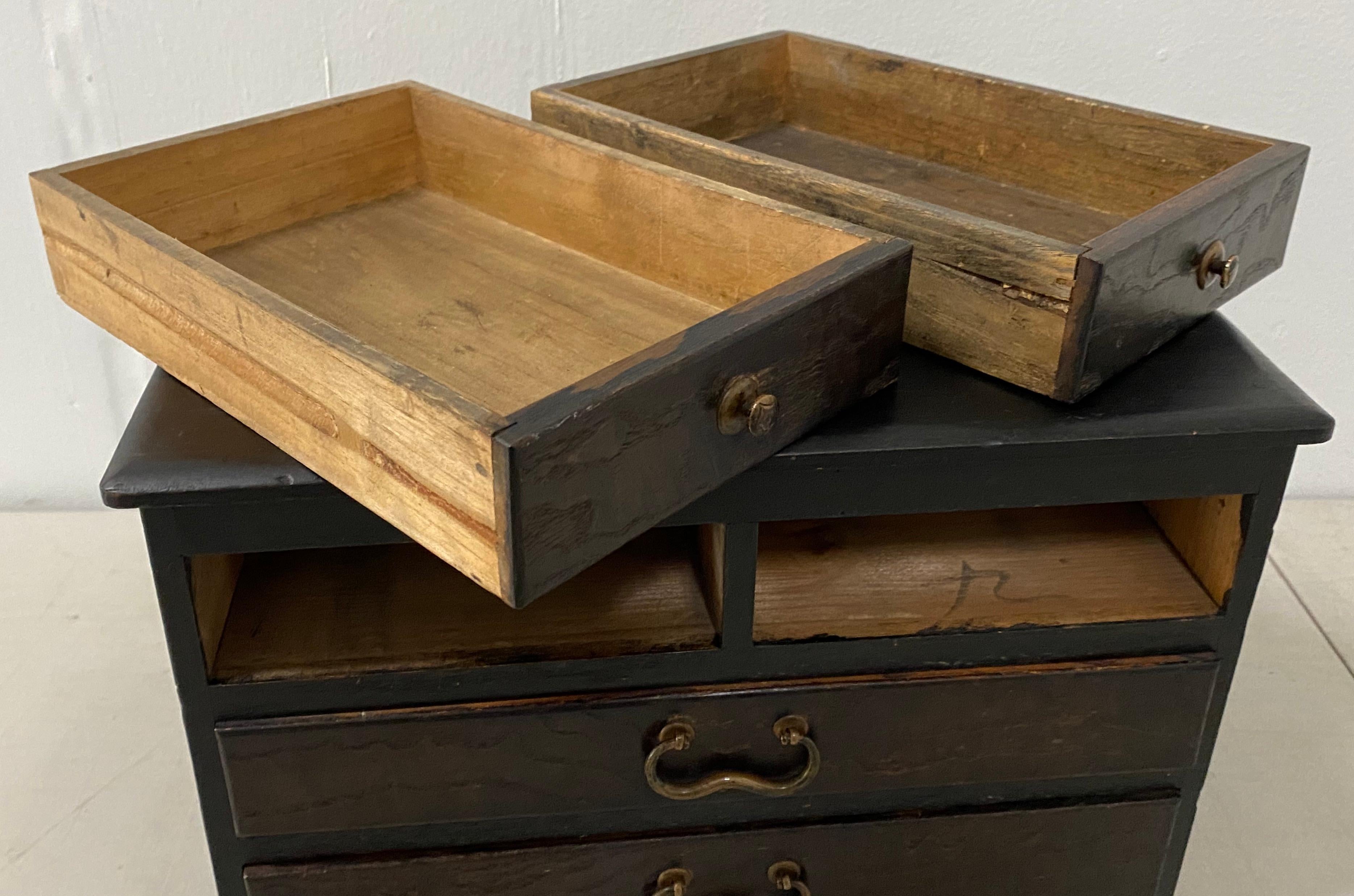 Vintage Stained Pine Miniature Chest, circa 1930 In Good Condition For Sale In San Francisco, CA