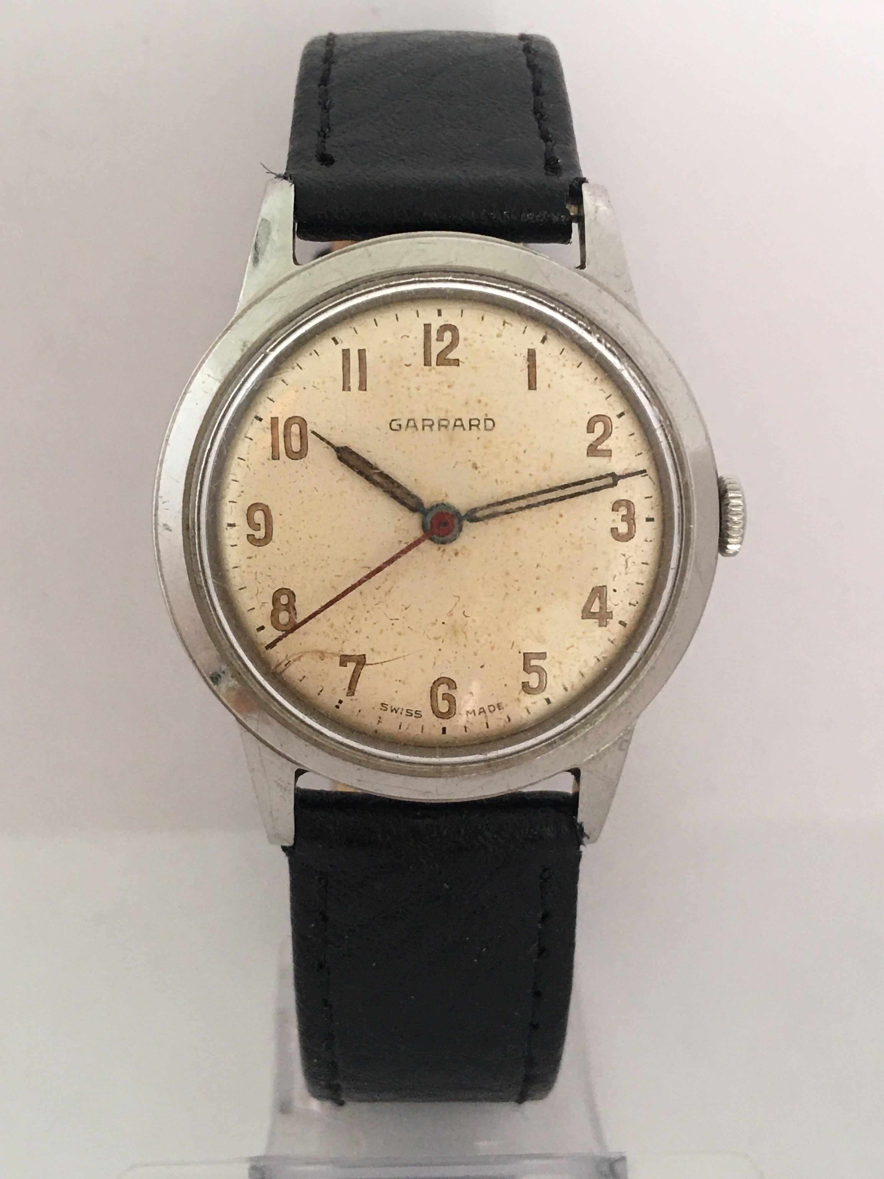 Vintage Stainless Steel 1950s Garrard Watch For Sale 7