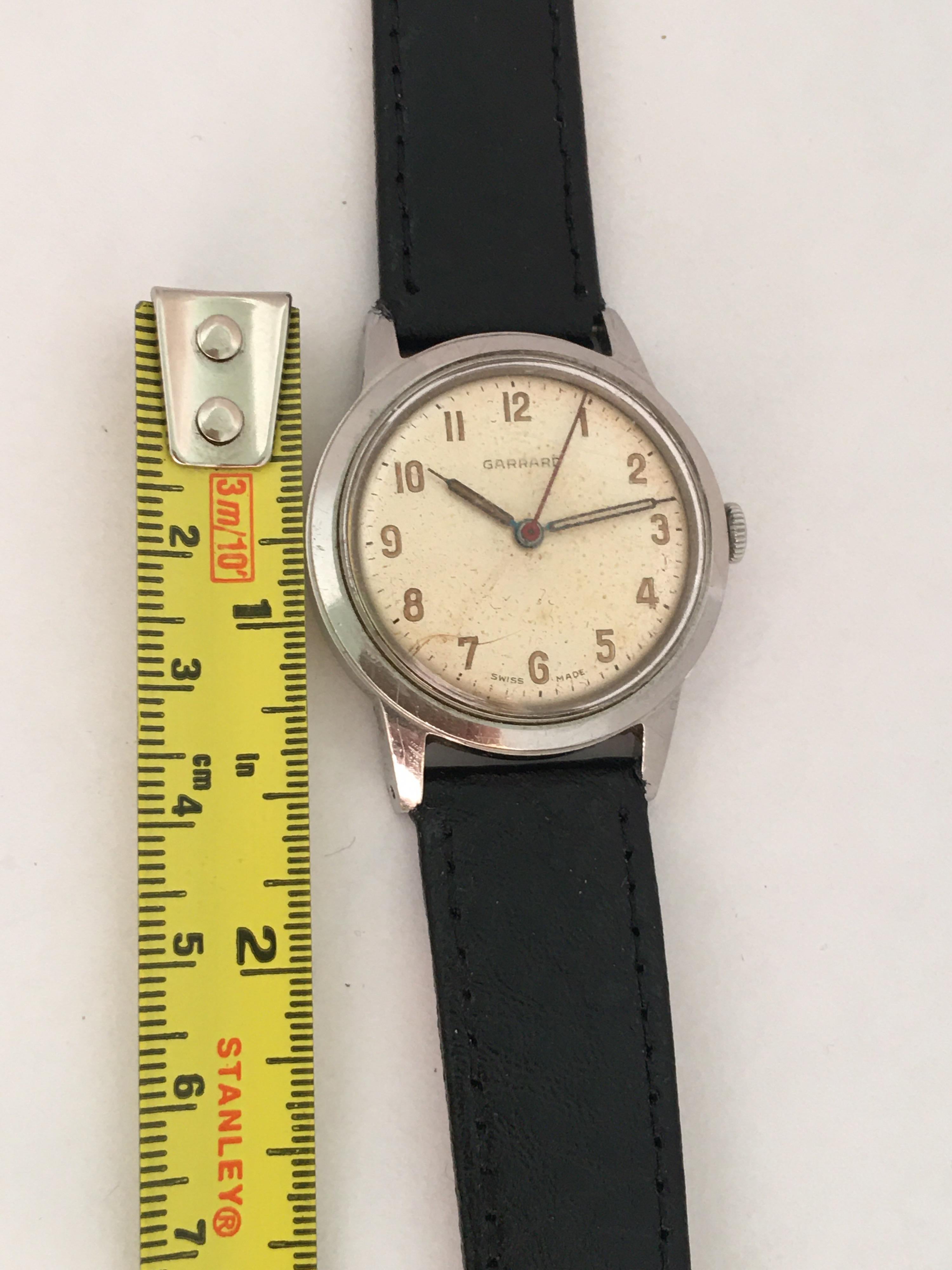 Vintage Stainless Steel 1950s Garrard Watch In Good Condition For Sale In Carlisle, GB